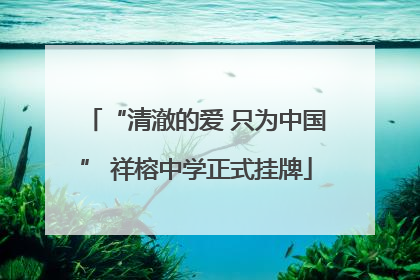 “清澈的爱 只为中国” 祥榕中学正式挂牌
