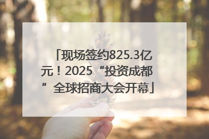 现场签约825.3亿元！2025“投资成都”全球招商大会开幕