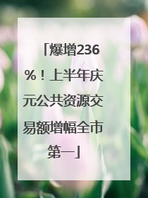 爆增236%！上半年庆元公共资源交易额增幅全市第一