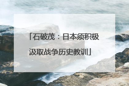 石破茂：日本须积极汲取战争历史教训