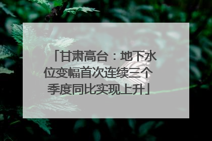 甘肃高台：地下水位变幅首次连续三个季度同比实现上升