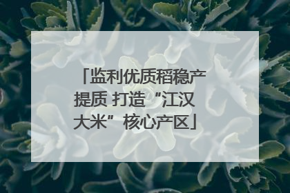 监利优质稻稳产提质 打造“江汉大米”核心产区