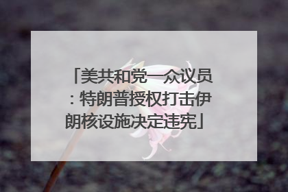 美共和党一众议员：特朗普授权打击伊朗核设施决定违宪