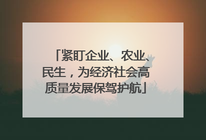 紧盯企业、农业、民生，为经济社会高质量发展保驾护航