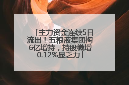 主力资金连续5日流出！五粮液集团掏6亿增持，持股微增0.12%显乏力