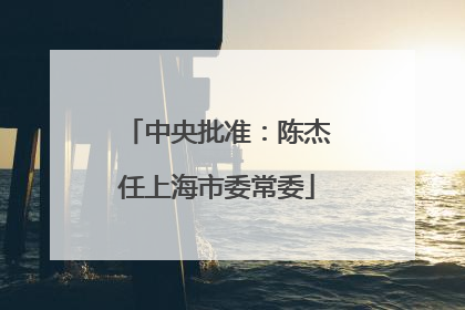 中央批准：陈杰任上海市委常委