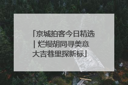 京城拍客今日精选｜烂缦胡同寻美意 大吉巷里探新标