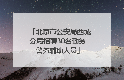 北京市公安局西城分局招聘30名勤务警务辅助人员