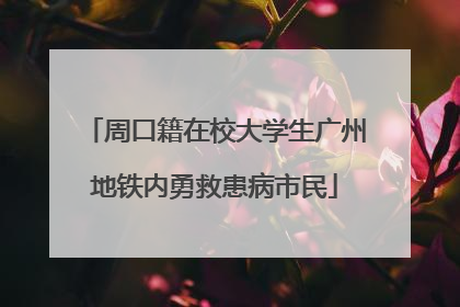 周口籍在校大学生广州地铁内勇救患病市民
