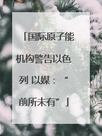 国际原子能机构警告以色列 以媒：“前所未有”