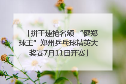 拼手速抢名额 “健郑球王”郑州乒乓球精英大奖赛7月11日开赛