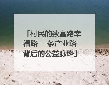 村民的致富路幸福路 一条产业路背后的公益脉络