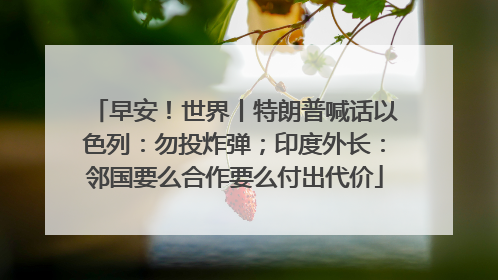 早安！世界丨特朗普喊话以色列：勿投炸弹；印度外长：邻国要么合作要么付出代价