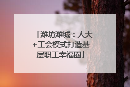 潍坊潍城：人大+工会模式打造基层职工幸福圈