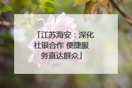江苏海安：深化社银合作 便捷服务直达群众