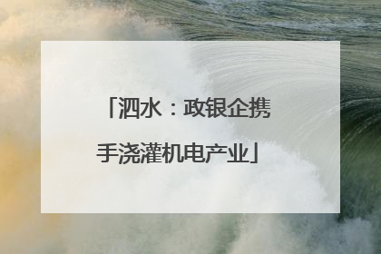 泗水：政银企携手浇灌机电产业