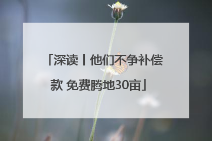 深读丨他们不争补偿款 免费腾地30亩