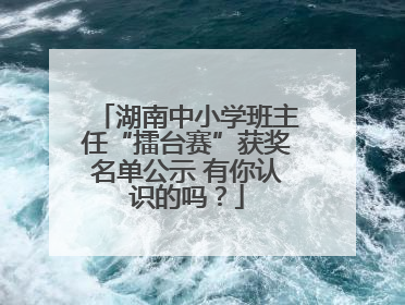 湖南中小学班主任“擂台赛”获奖名单公示 有你认识的吗？