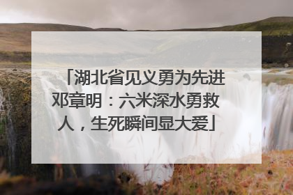 湖北省见义勇为先进邓章明：六米深水勇救人，生死瞬间显大爱