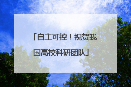 自主可控！祝贺我国高校科研团队