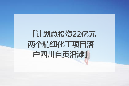 计划总投资22亿元 两个精细化工项目落户四川自贡沿滩