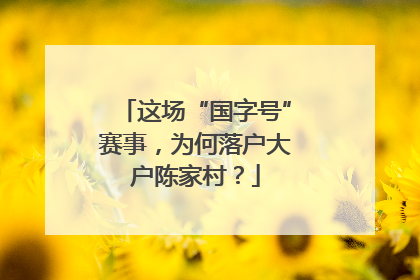 这场“国字号”赛事，为何落户大户陈家村？