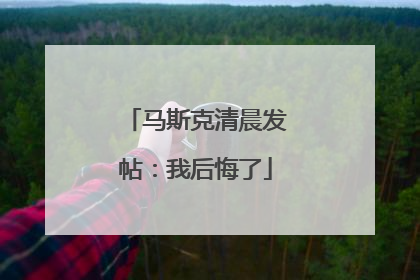 马斯克清晨发帖：我后悔了