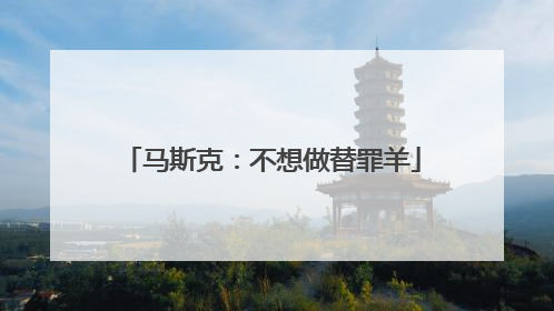马斯克：不想做替罪羊