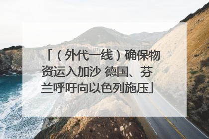 （外代一线）确保物资运入加沙 德国、芬兰呼吁向以色列施压