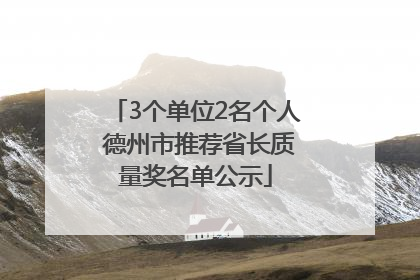 3个单位2名个人 德州市推荐省长质量奖名单公示
